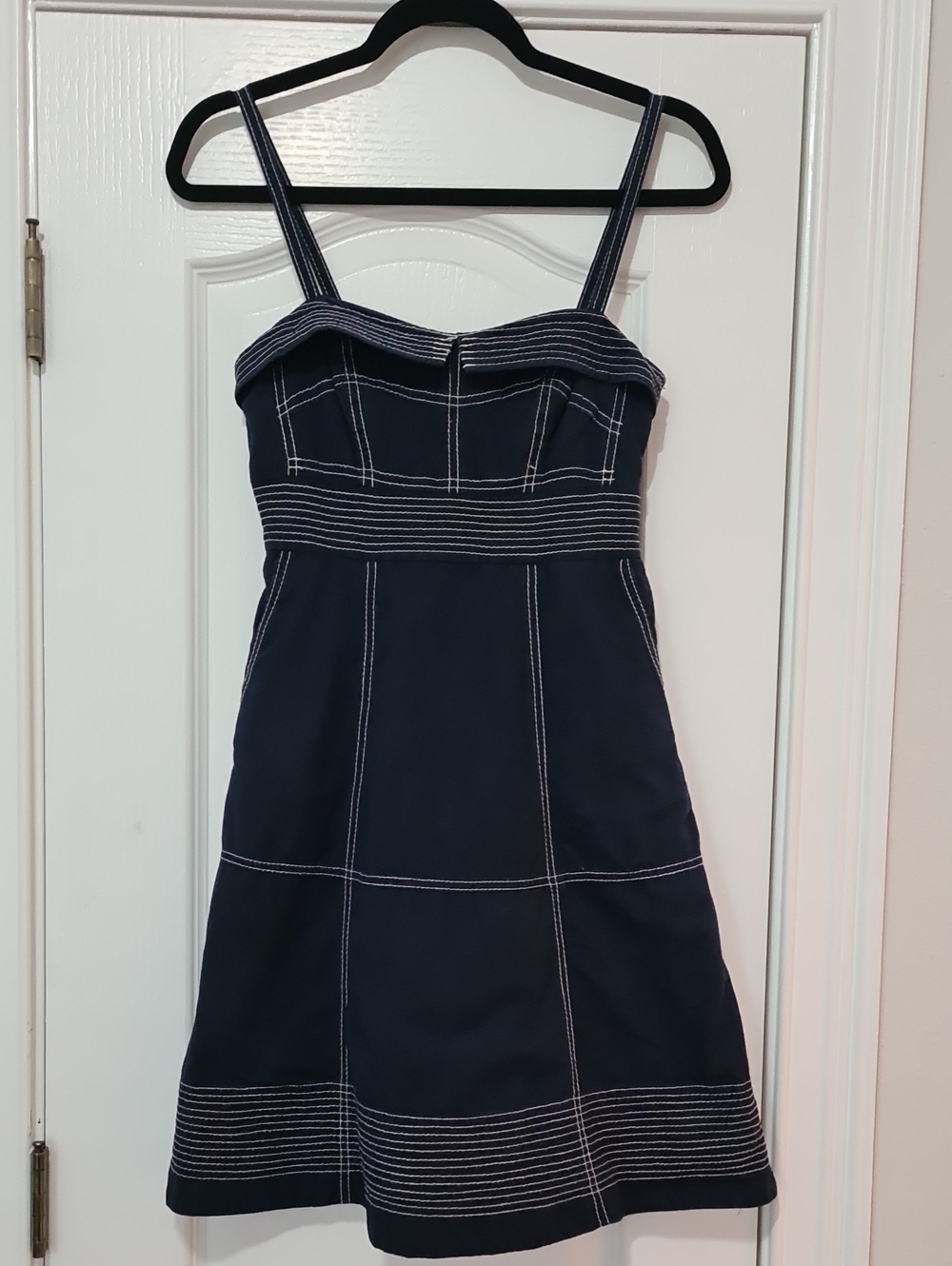 Maeve (Anthropologie) - Navy Blue Stitch-Detail Dress With Pockets